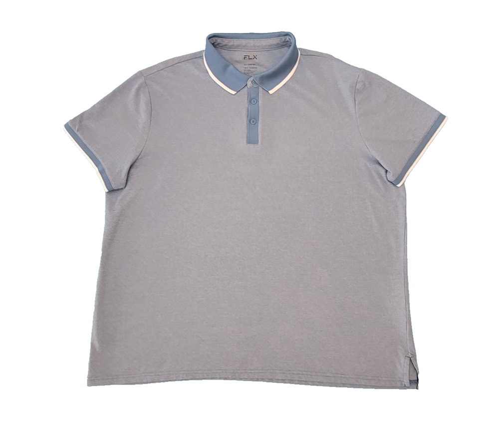 FLX Urban Commuter Polo Shirt Men's XXL Blue Heather Short Sleeve Stretch Golf